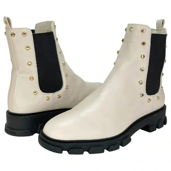 Michael Kors Ridley Cream Leather Studded Womens Ankle Boots Size 9.5M NWOB - Picture 15 of 15